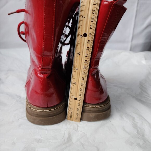 Laundry List Red patent leather Lace-up Boots Unisex size 9M. - Picture 8 of 13